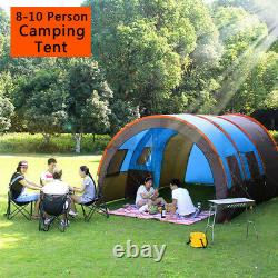 8-10 Tente Familiale Imperméable À L’eau Jardin De Camping Extérieur Garden Party Grande Salle Randonnée + Tapis