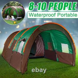 8-10 Tentes Familiales Green Waterproof Outdoor Camping Party Garden Grande Chambre + Mat