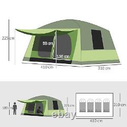 Abri de camping en forme de dôme avec porche, deux chambres, crochet pour lampe, sac de transport portable