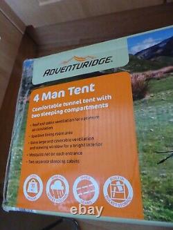 Adventuridge 4 Homme Personne Blue Tent 2 Portes 2 Cabines De Couchage Camping Festival Nouveau