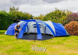 Andes 3 Chambre + 1 Salon 6-8 Homme Camping Familial Tente Tunnel 3000mm Bleu