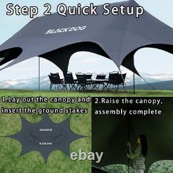 Blackdog 26? /60? Tente de camping octogonale avec auvent, noir titane, colle UPF21000 anti-UV