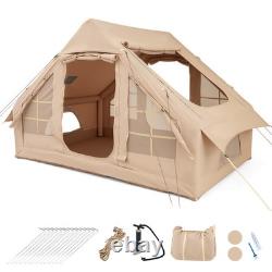 COSTWAY Tente gonflable pour 4 à 6 personnes, grande tente de camping avec 4 fenêtres moustiquaires - blanche