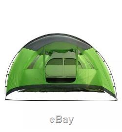 Charles Bentley 6 Personne Camping Tunnel Tente Verte Avec Bordure Grise