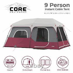 Core Instant Cabin 14 X 9 Foot 9 Person Cabin Tent With 60 Second Assembly, Rouge