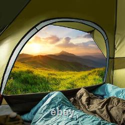 Dome Camping 3-4 Personne Tente Famille Grandes Fenêtres Imperméable Vert Spacieux
