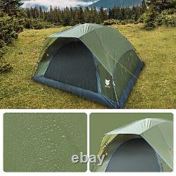 Dome Camping 3-4 Personne Tente Famille Grandes Fenêtres Imperméable Vert Spacieux