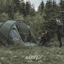 Easy Camp Hidra 4, tente familiale pour 4 personnes, grande tente tunnel de camping verte