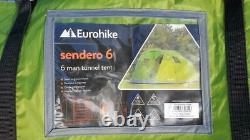 Eurohike Sendero 6 Six Berth Man Personne Famille Camping Tunnel Tente Grand Vert