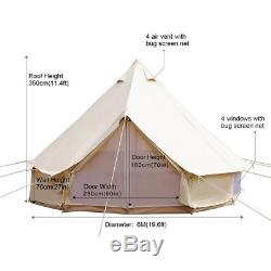 Famille De Coton De Tentes De Toile De Bell De 6m / 19.7ft La Grande Camping Imperméable Glamping Yourte