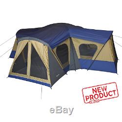 Grand 14 Personne Camp Chalet Tente Avec 4 Chambres Abri Camping En Plein Air Tentes Bleu