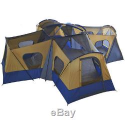 Grand 14 Personne Camp Chalet Tente Avec 4 Chambres Abri Camping En Plein Air Tentes Bleu