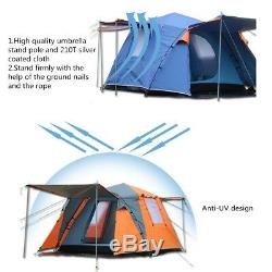 Grand 3-4 Personne Pop Up Tunnel Tente Camping Imperméable Pêche Abri De Plage