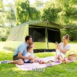 Grand Camping Tente 8 Personnes Abri De Chambre Équipement De Randonnée Avec Sac De Transport Jaune
