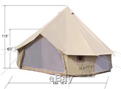 Grand Espace De Tente En Toile Imperméable Yourte Bell Avec Tente Zippée De 5m Bell