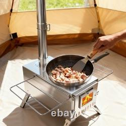 Grand Poêle à Bois de Camping pour Tente de Plein Air avec Grandes Cheminées