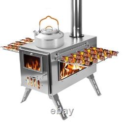 Grand poêle à bois portable pour grande tente en acier inoxydable pour camping et chasse