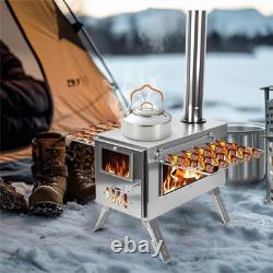 Grand poêle à bois portable pour grande tente en acier inoxydable pour camping et chasse