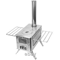 Grand poêle à bois portable pour grande tente en acier inoxydable pour camping et chasse