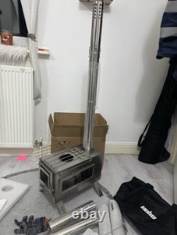 Grand poêle à bois portable pour tente, en acier inoxydable, pour camping et chasse