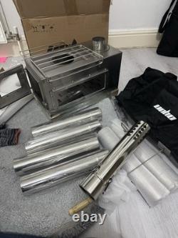 Grand poêle à bois portable pour tente, en acier inoxydable, pour camping et chasse