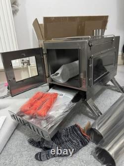 Grand poêle à bois portable pour tente, en acier inoxydable, pour camping et chasse