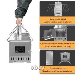 Grand poêle de tente portable en acier inoxydable à bois pour camping et chasse