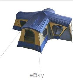 Grande tente camping 14 personnes avec 4 chambres séparées sortie Outdoor Bleu Randonnée Pêche 
