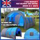 Grande Tente De Camping 8-10 Personnes Tentes De Tunnel Familial Imperméable Tente De Colonne Bleue