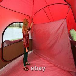 Grande Tente De Camping En Plein Air, 10 Personne 3 Pièces Cabine Écran Porche Rouge Imperméable