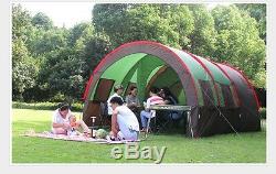 Grande Tente En Plein Air Tunnel Double Couche Camping 8 Personnes Family Party Tent Nouveau