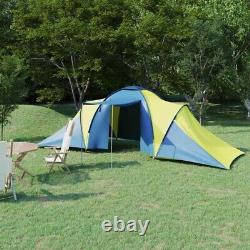 Grande Tente de Camping 6 Personnes Tente de Pêche d'Été en Plein Air Bleue et Jaune