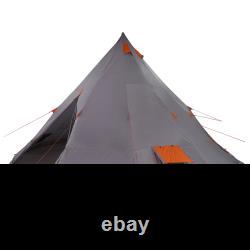 Grande tente de camping Tipi imperméable pour 6 personnes, abri en cône pyramidal extérieur gris