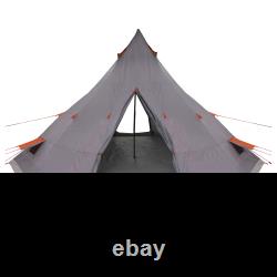 Grande tente de camping Tipi imperméable pour 6 personnes, abri en cône pyramidal extérieur gris