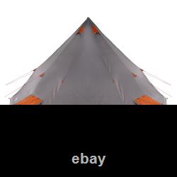 Grande tente de camping Tipi imperméable pour 6 personnes, abri en cône pyramidal extérieur gris