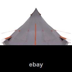 Grande tente de camping Tipi imperméable pour 6 personnes, abri en cône pyramidal extérieur gris