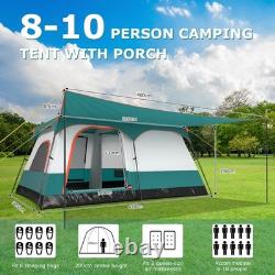 Grande tente de camping à double couche pour 10 personnes - verte