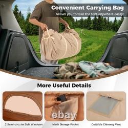 Grande tente de camping avec sac de transport et cordes ?? vent - blanche