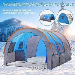 Grande tente de camping extérieure pour 8 à 10 personnes, idéale pour les familles, les groupes de randonnée et les voyages, spacieuse et portable.