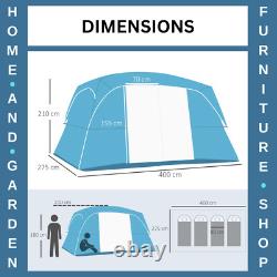 Grande tente de camping familiale pour 4 à 8 personnes, abri extérieur à 2 chambres, tente facile à monter