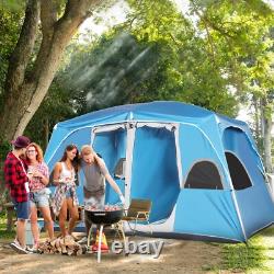 Grande tente de camping familiale pour 4 à 8 personnes, abri extérieur à 2 chambres, tente facile à monter