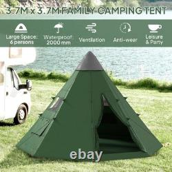 Grande tente de camping familiale pour 6 à 7 personnes avec sac de transport Outsunny verte