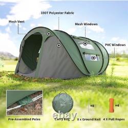 Grande tente de camping imperméable, tente pop-up en dôme avec fenêtres, adaptée pour 4 à 5 personnes en famille