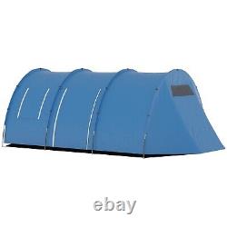 Grande tente de camping pour 5-6 personnes avec deux chambres, sol et sac de transport bleu