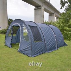 Grande tente de camping pour famille de 5-6 personnes, abri tunnel extérieur avec deux chambres.