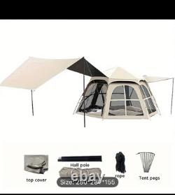 Grande tente de camping pour famille nombreuse avec système hydraulique, facile à monter, 280 cm x 280 cm