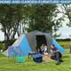 Grande Tente De Camping Tunnel Avec 2 Chambres, Espace De Vie, 2000 Mm Imperméable, 4-6 Personnes