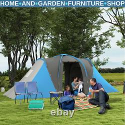 Grande tente de camping tunnel avec 2 chambres, espace de vie, 2000 mm imperméable, 4-6 personnes