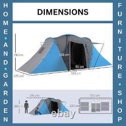 Grande tente de camping tunnel avec 2 chambres, espace de vie, 2000 mm imperméable, 4-6 personnes