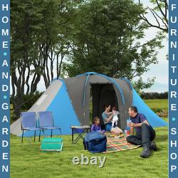 Grande tente de camping tunnel avec 2 chambres, espace de vie, 2000 mm imperméable, 4-6 personnes